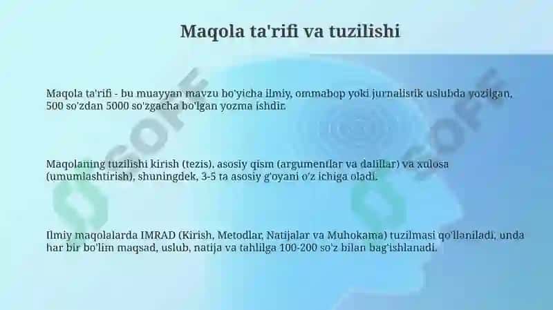 Maqola Ta'rif va Tuzilishi 3