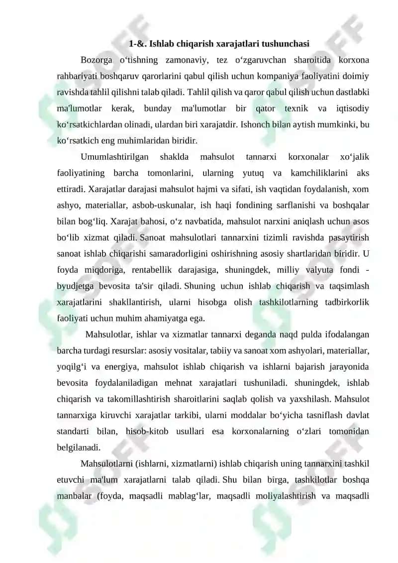 Ishlab chiqarish tannarxini haqiqiy xarajatlar bo‘yicha hisoblash 3