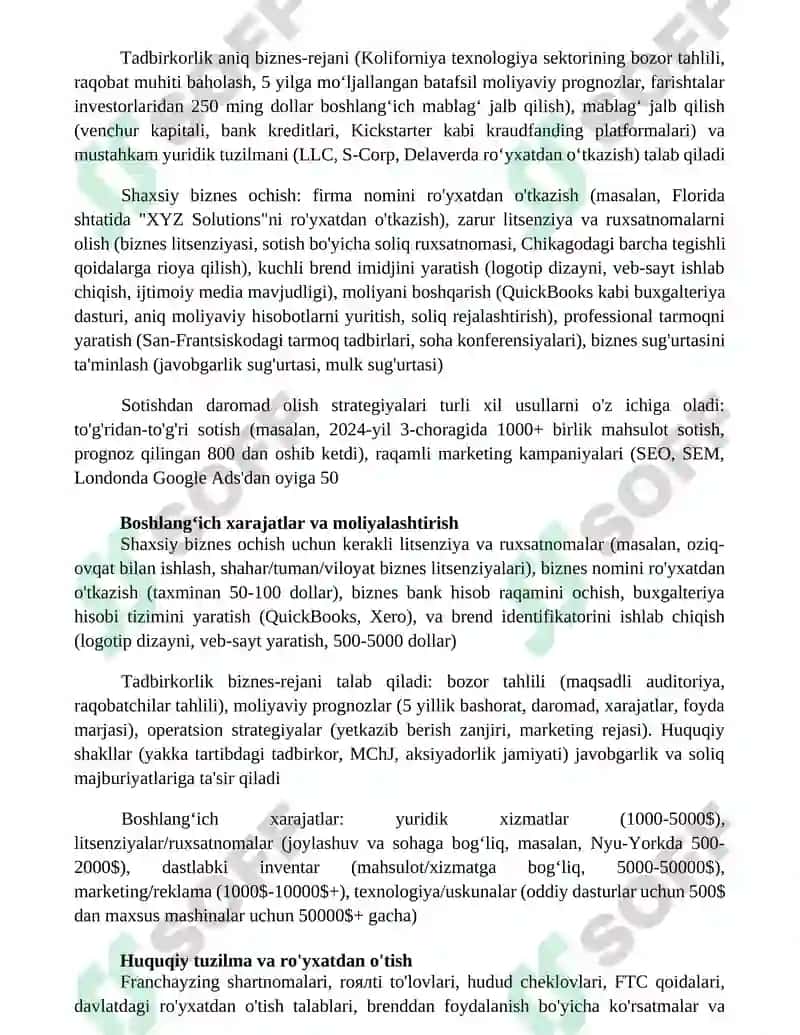 Tadbirkorlik va shaxsiy biznesni tashkil etish 3