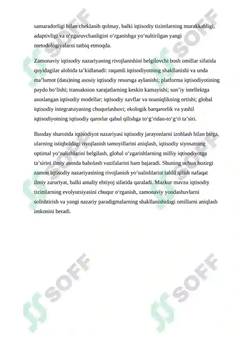 Hozirgi zamon iqtisodiyot nazariyasi rivojlanishining asosiy yo‘nalishlari 3