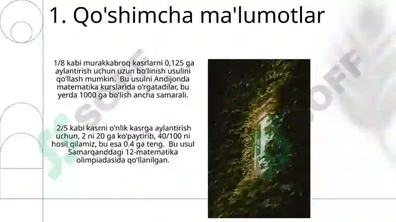Oddiy kasrni o'nli kasrlarga aylantirish 3