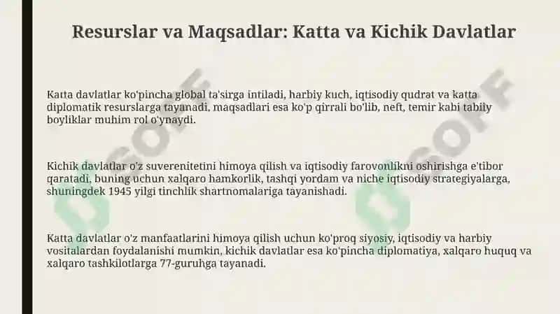 Resurslar va Maqsadlar: Katta va Kichik Davlatlar 3