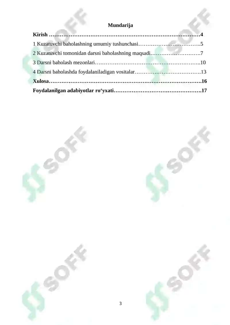 Kuzatuvchi tomonidan darsni baholash mezonlari 3