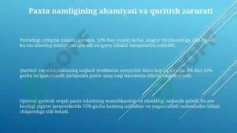 Paxta quritish usullari va uskunalari 3