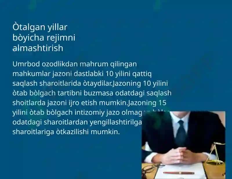 Umrbod ozodlikdan mahrum qilish tariqasidagi jazoni ijro etish 3