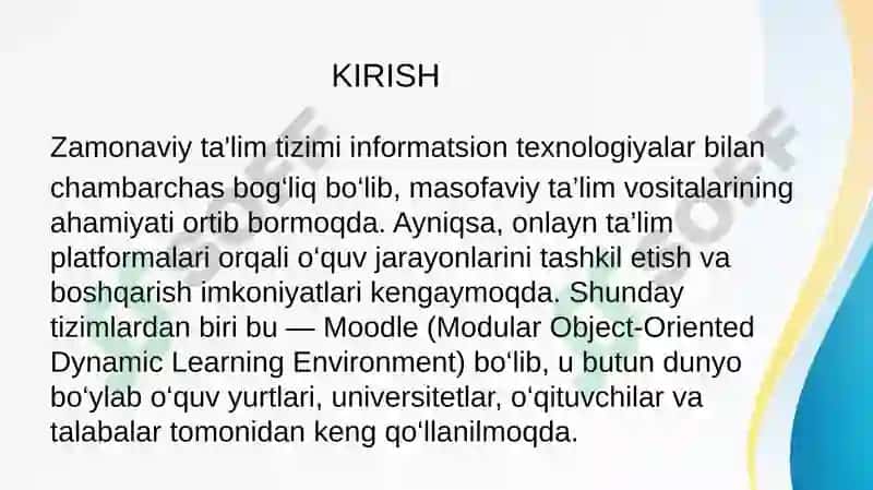 Moodle tizimida elektron kurslar yaratish va boshqarish 3