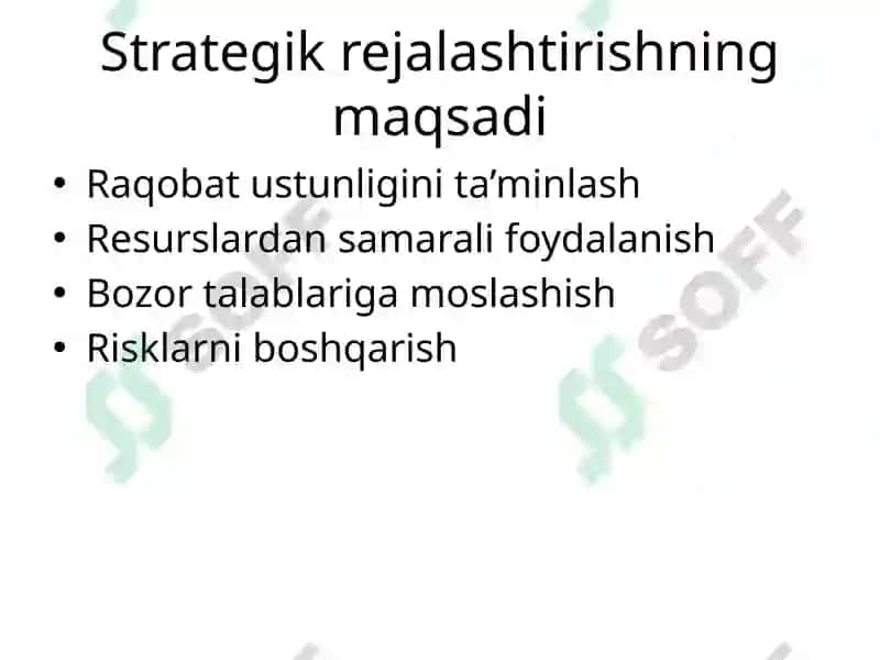 Biznesda Strategik Rejalashtirishning O‘rni 3