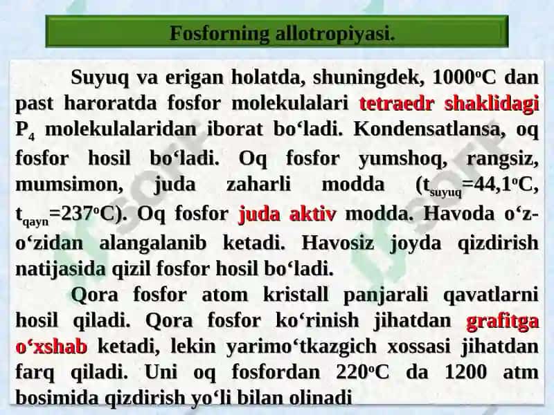 Fosforning tabiatdagi tarqalgan elementlari 3
