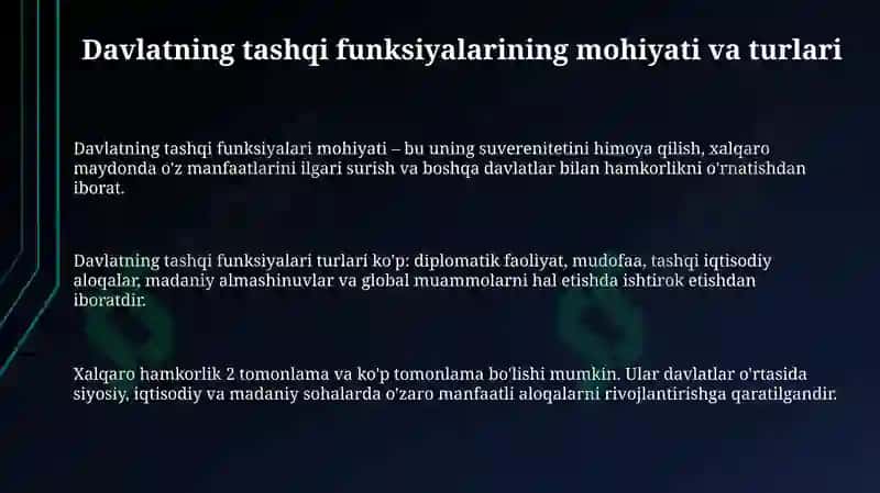 Davlatning tashqi funksiyalari 3