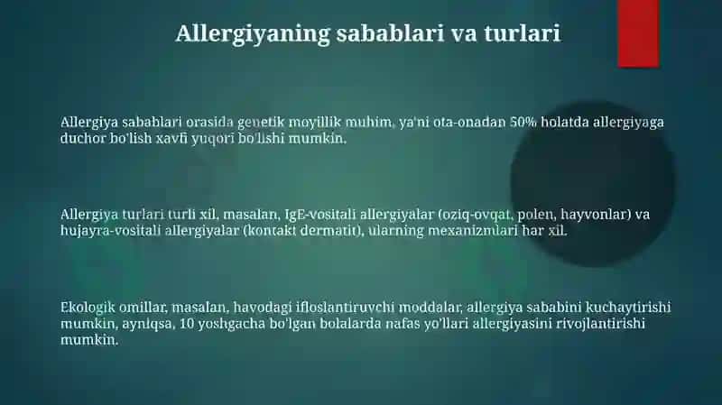 Allergiya: Turlari, Sabablari va Umumiy Belgilari 3
