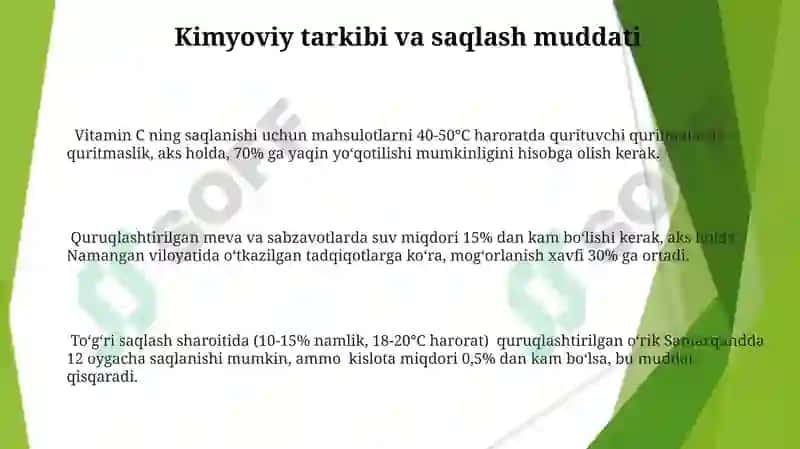 Xom ashyolarga qoyiladigan talablar 3