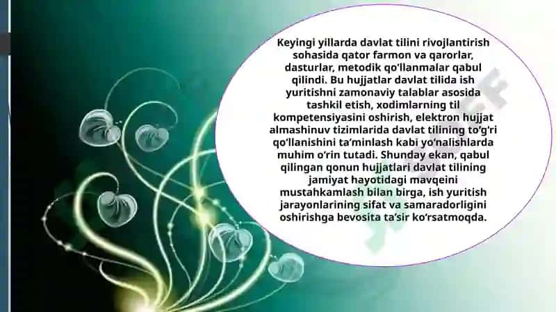 Davlat tilini rivojlantirish yoʻlida qabul qilingan qonun hujjatlarining davlat tilida ish yuritishda ahamiyati 3