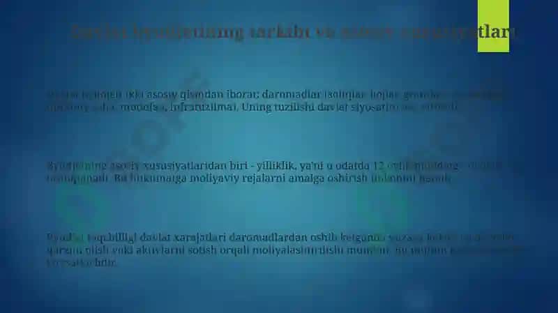 Davlat byudjetining tarkibi va asosiy xususiyatlari 3