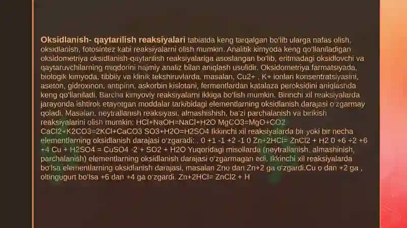 Oksidlanish-qaytarilish reaksiyalari 3