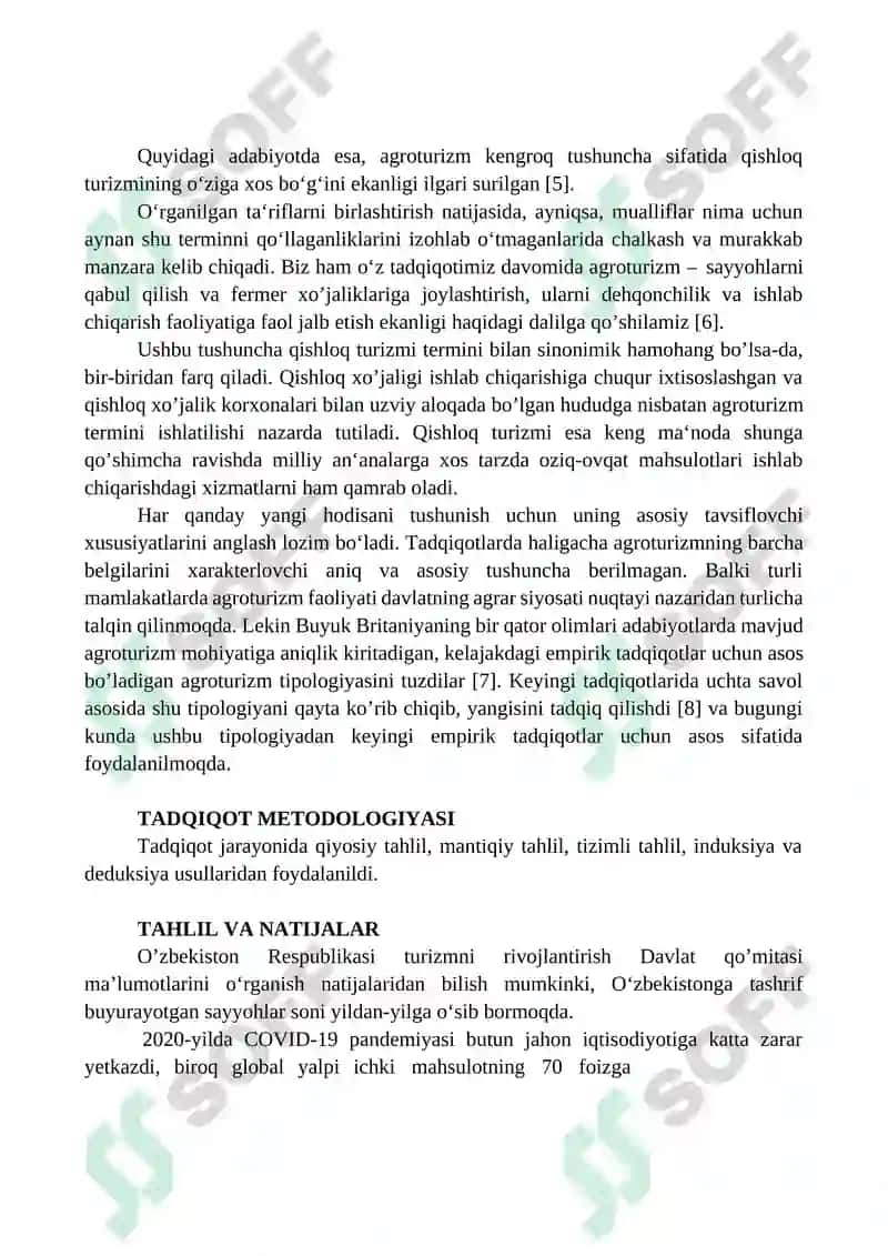 AGROTURZMNI O'RNI TAHLILI VA MUNOZARALARI 3