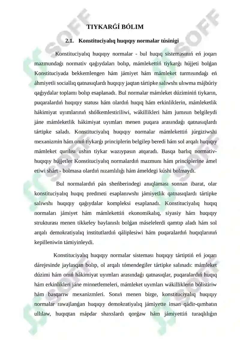 KONSTITUTSIYALÍQ HUQÍQÍY NORMALAR TÚSINIGI HÁM TÚRLERI referat 3