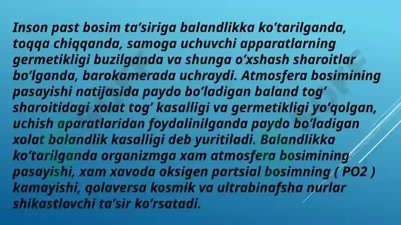Yuqori va past bosimning organizmga ta'siri patofiziologiyasi 3