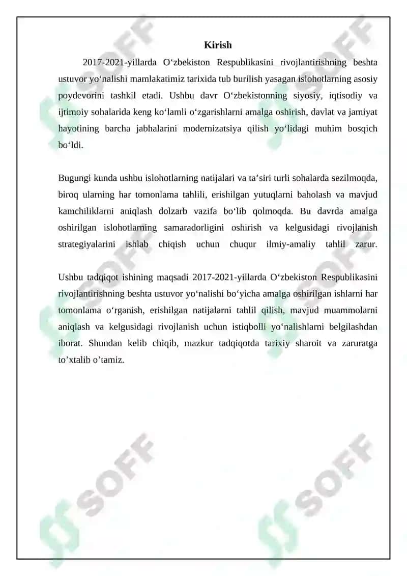 2017 -2021 yillarda Ozbekiston respublikasining rivojlantirishning 5 ta ustuvor yonalishi boyicha 3
