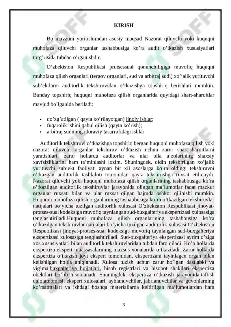 Nazorat qiluvchi yoki huquqni muhofaza qiluvchi organlar tashabbusiga ko’ra audit o’tkazish xususiyatlari 3