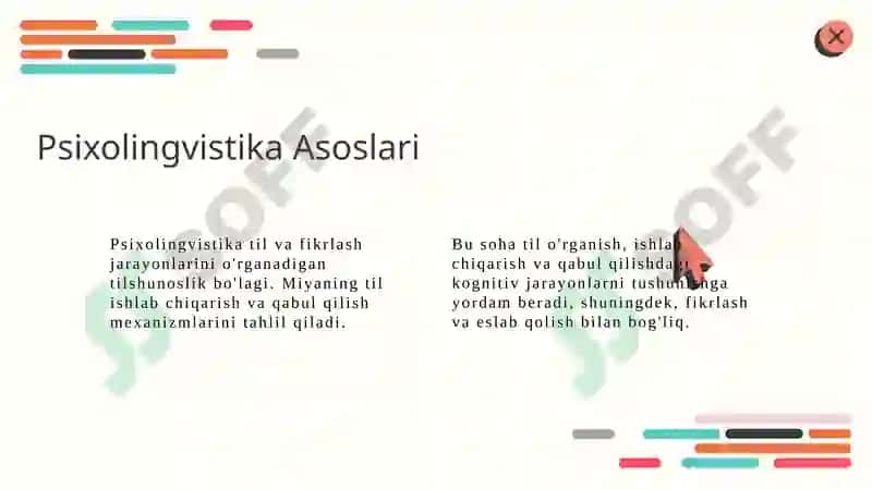 Tilshunoslikning tarmoqlari (psixolingvistika va sotsiolongvistoka va b.) 3