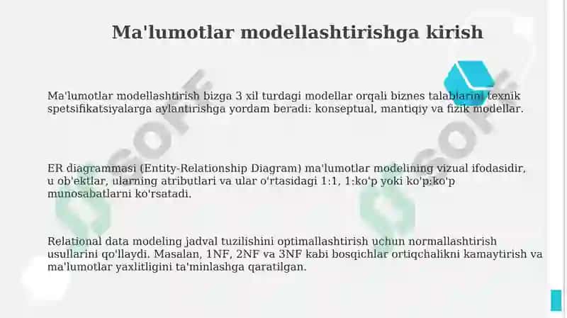 Ma’lumotlar bazasini yaratish modellari 3