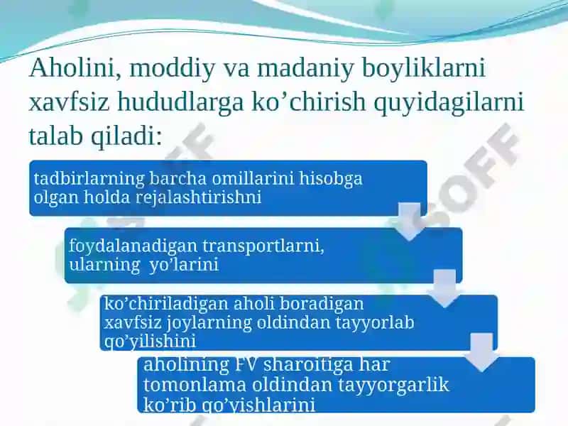 FAVQULOTFA VAZIYAT XAVFI PAYDO TUG’ILGANDA VA SODIR BO’LGANDA AXOLINI EVAKUASIYA QILISH 3