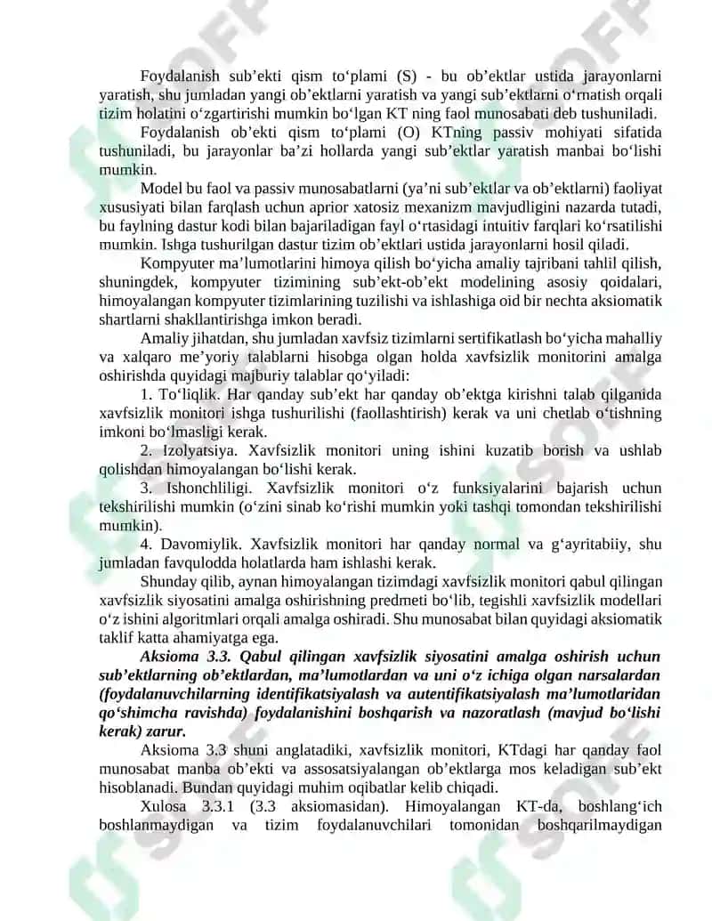 Kompyuter tizimlari va tarmoqlarida xavfsizlik siyosati va modellari 3