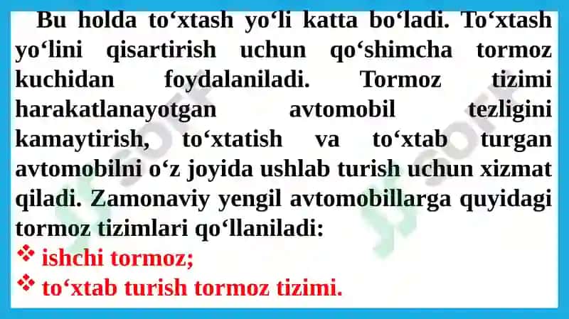 Tormoz tizimini qismlarga ajratib yig‘ish 3