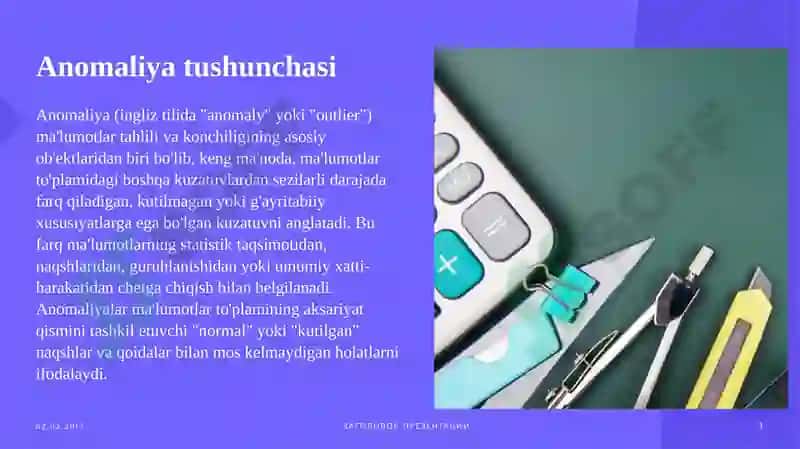 Anomaliyalarni aniqlash algoritmlarini solishtirma tahlilimavzusida tayyorlangan 3