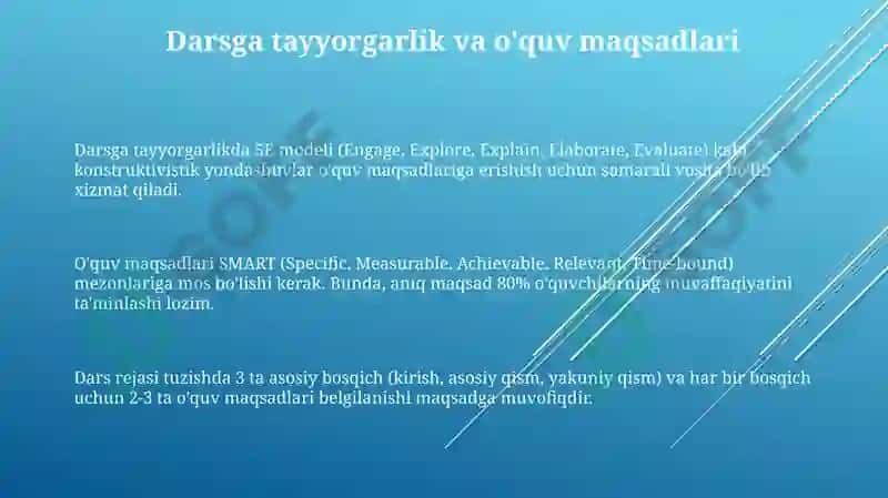Matematika darslariga tayyorgarlik va darsning tahlili 3