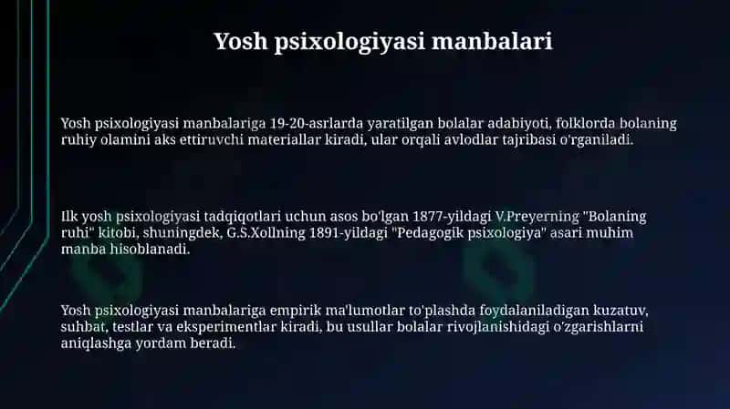 Yosh va pedagogik psixalogiya faniningi manbalar bilan tanishish 3