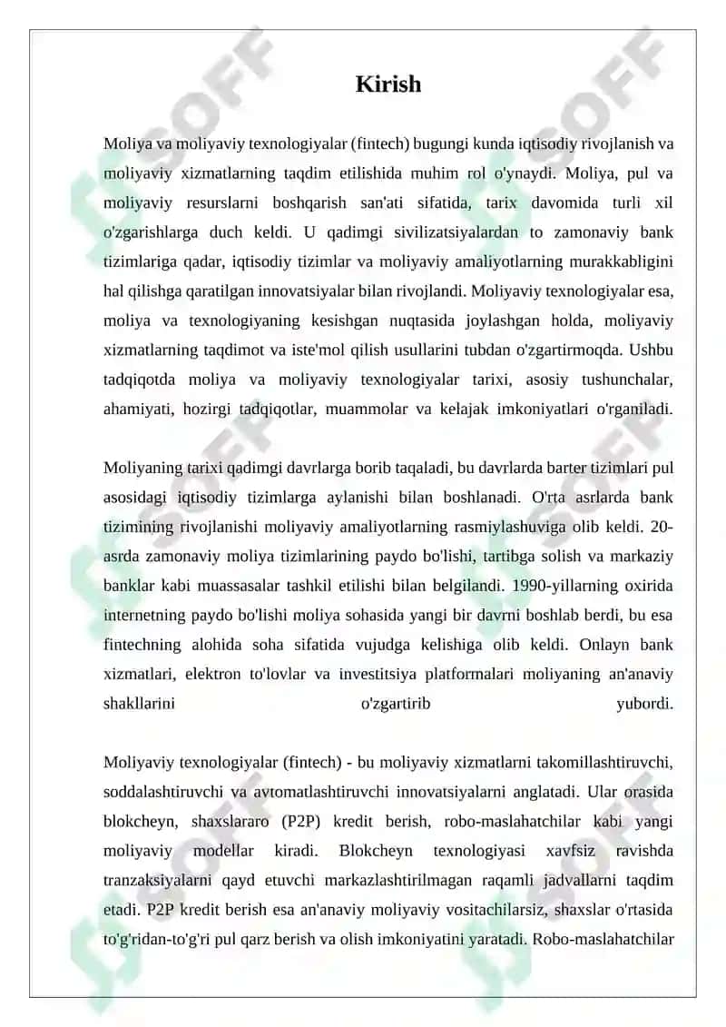 Moliya va Moliyaviy Texnologiyalar (Fintech) 3