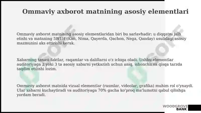 Ommaviy axborot matnining asosiy elementlari 3