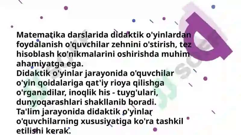 Og'zaki va yozma hisoblashga doir didaktik topshiriqlar 3