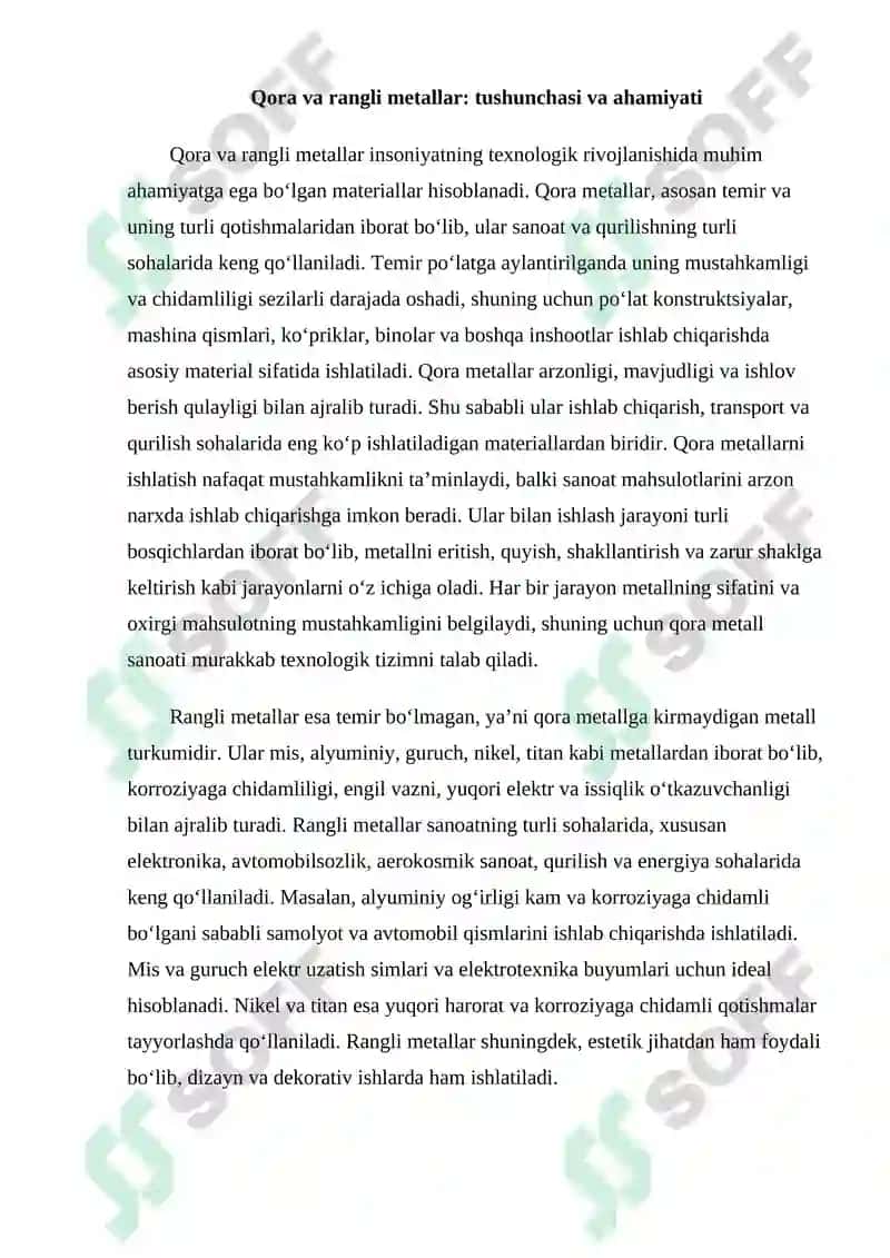 Qora va rangli metallarni quyish usullari, zagotovkalarni olish usullarini o‘rganish 3