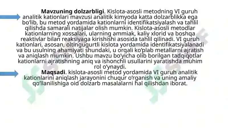 VI analitik guruh kationlarining umumiy tavsifi va guruh reagent ta’siri 3