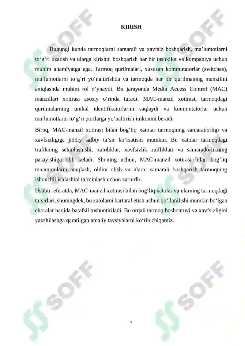 Kanal pog‘onasining protokollari (Frame Relay, ATM, Ethernet). Kommutatorning funksional modeli, turlari va MAC-jadvalning ishlash tamoyillari 3