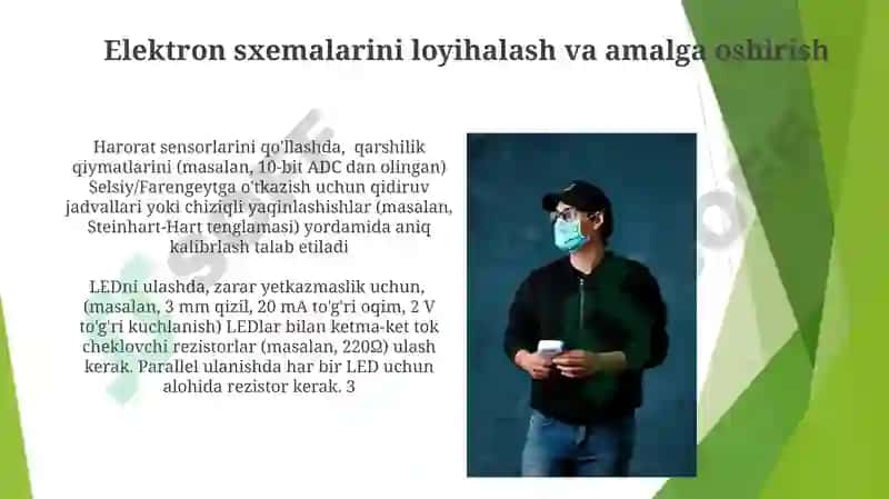 Harorat datchiklari. Svetodiodni (LED) ulash 3