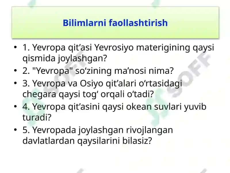 Yevropaning Geografik O'rni 3