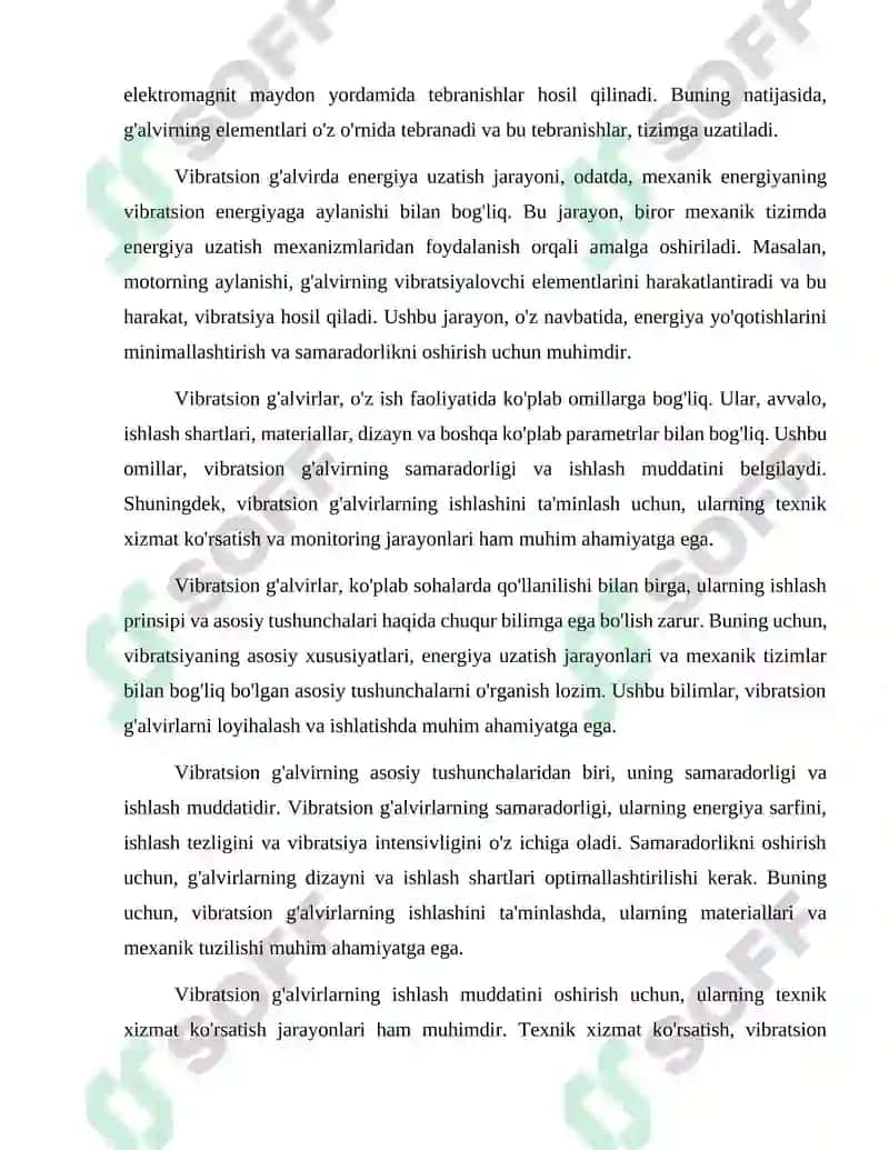 Vibratsion g'alvirni hisoblash va loyialash 3