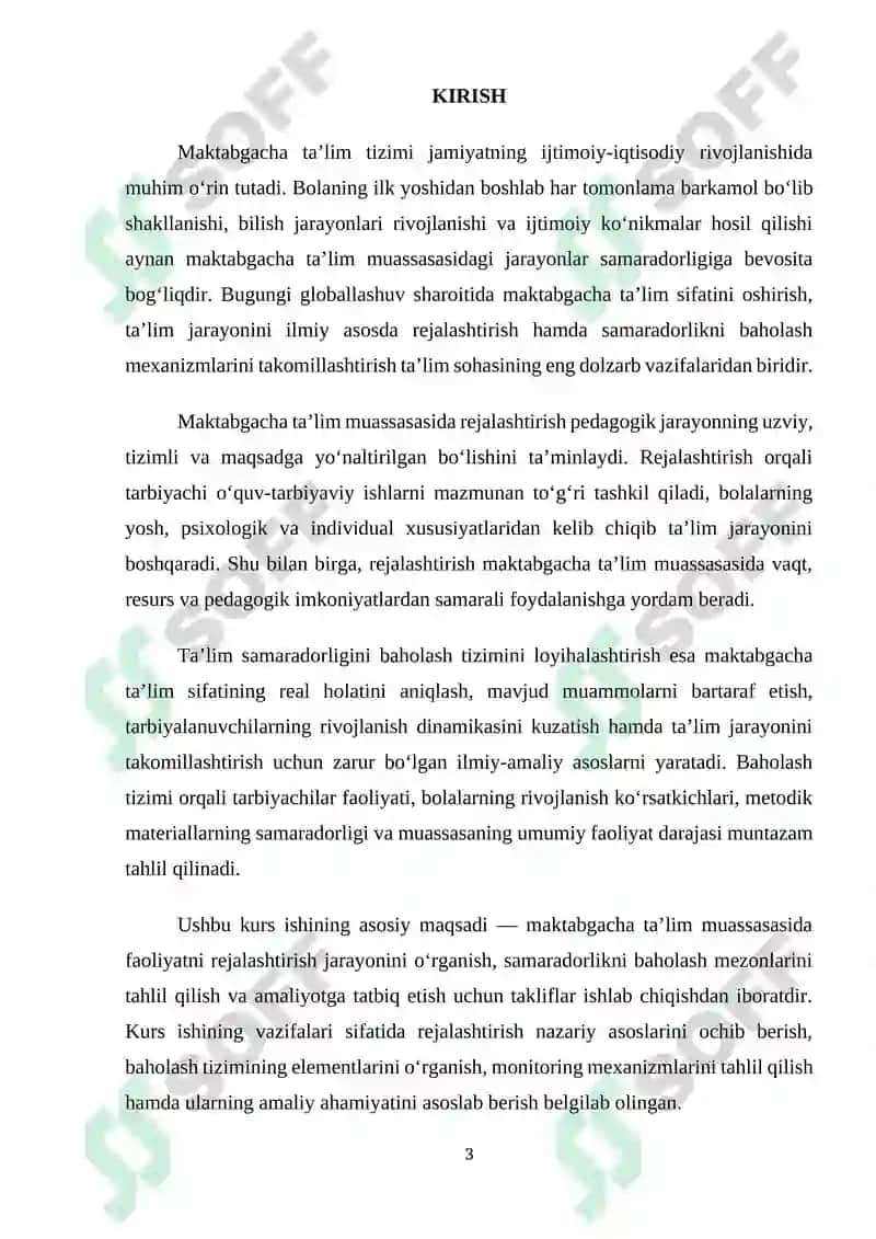 MAKTABGACHA TA'LIM MUASSASASI FAOLIYATINI REJALASHTIRISH VA UNI SAMʼRADORLIGINI BAHOLASH TIZIMINI LOYIHALASHTIRISH 3