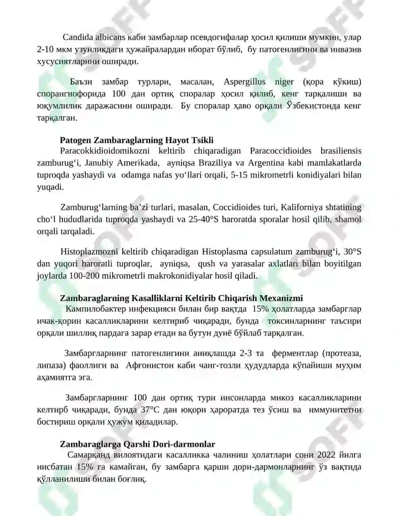 Biozararlovchi zamburug‘lar klassifikatsiyasi, tuzilish, zarari 3