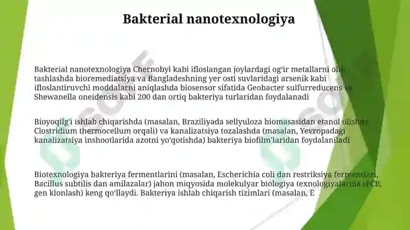 Bakteriyalardan biotexnologiyada foydalanish yunalishlari 3