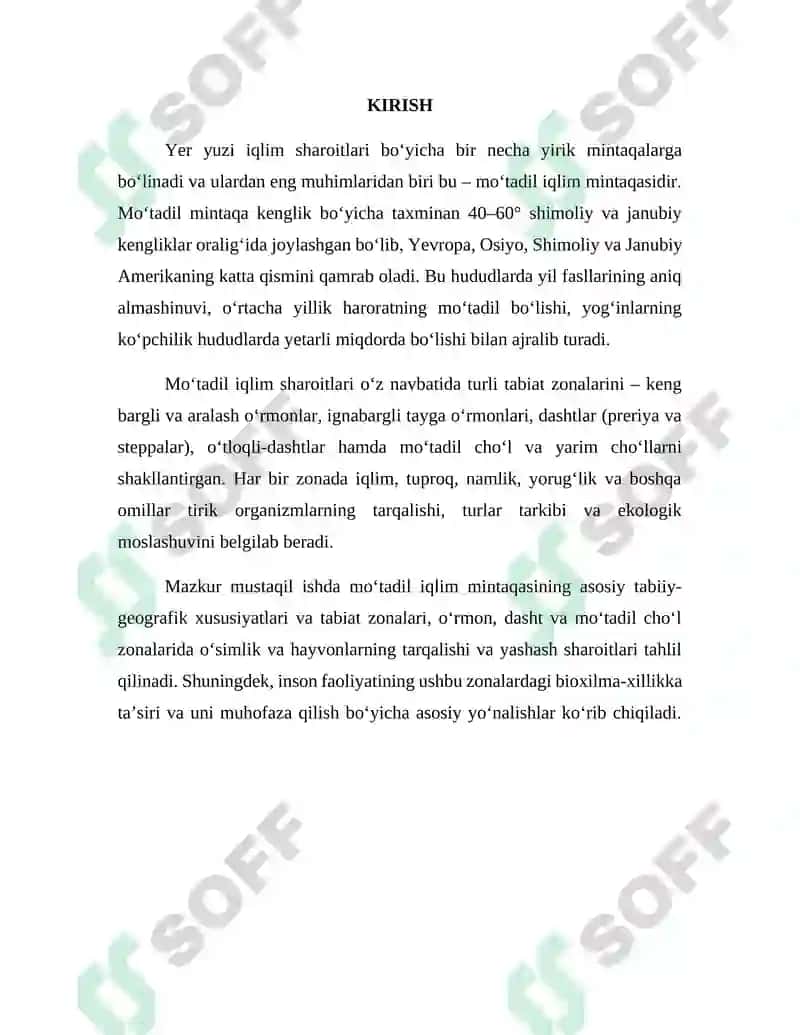 Mo‘tadil iqlim mintaqasi tabiat zonalarida tirik organizmlarning tarqalishi va yashash sharoitlari 3