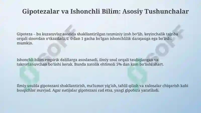 Gipotezalar va Ishonchli Bilim 3