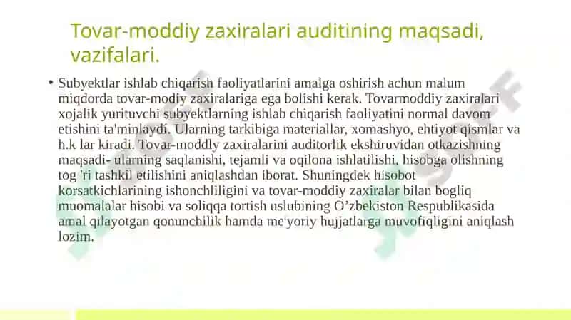 Tovar-moddiy zaxiralar auditi 3