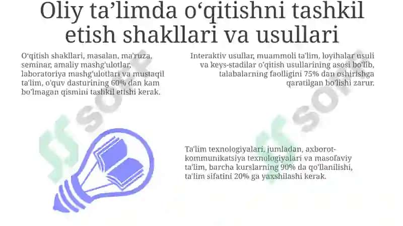Oliy ta'limda o'qitishni tashkil etish shakllari va usullari 3
