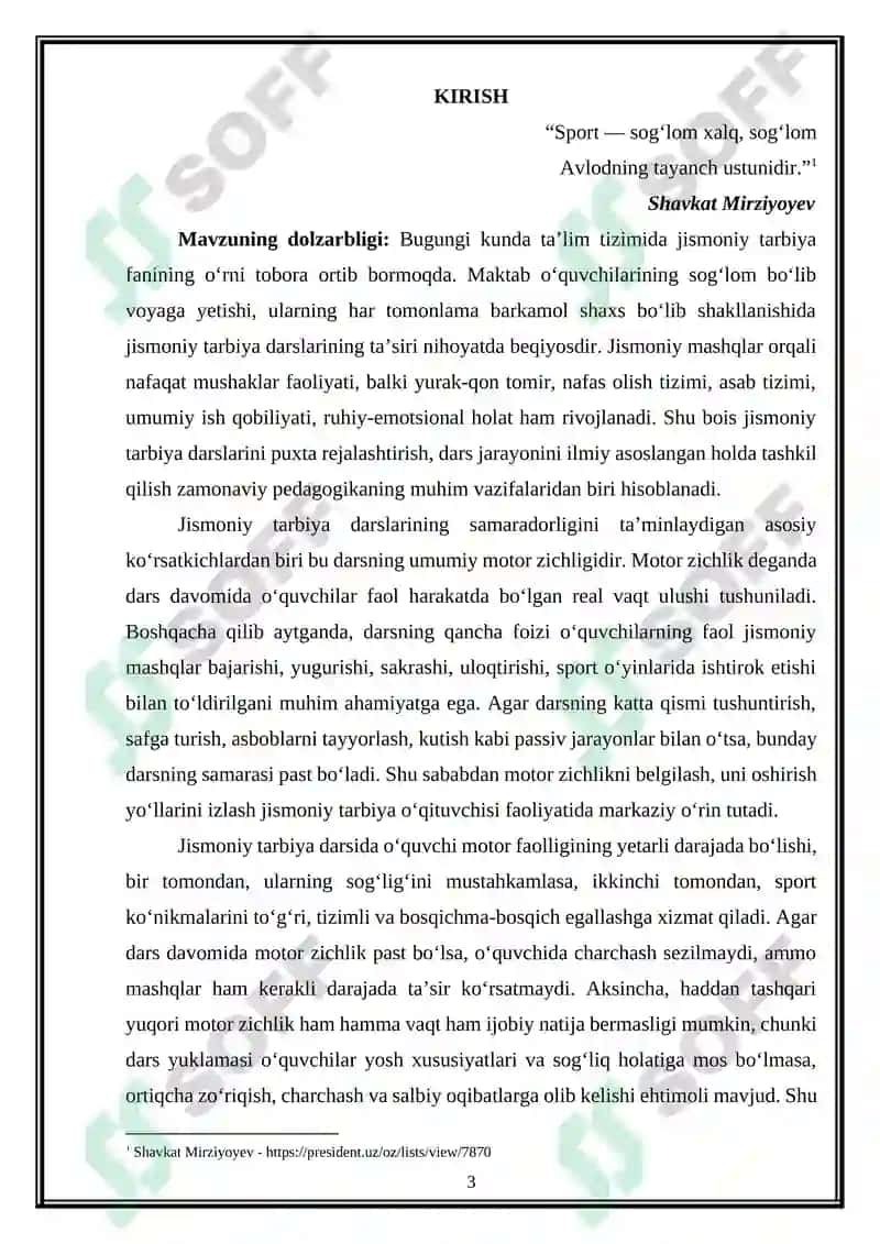 Jismoniy tarbiya darsining umumiy mator zichligi, dars yuklamasini aniqlash usullari 3