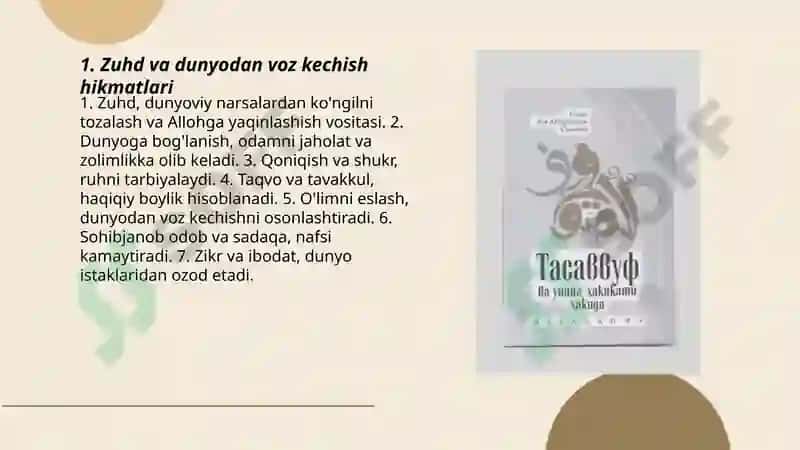 Abu Abdurahmon Sulamiyning ,, Tabaqot us-sufiya" asarida ifodalangan hikmatlar 3