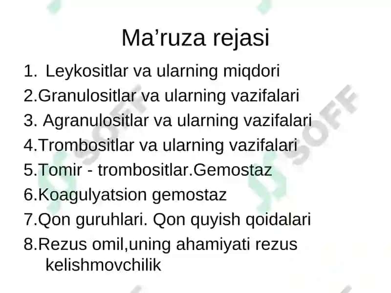 Qonning himoya xossalari. Qon ivishi. Qon guruhlari. 3